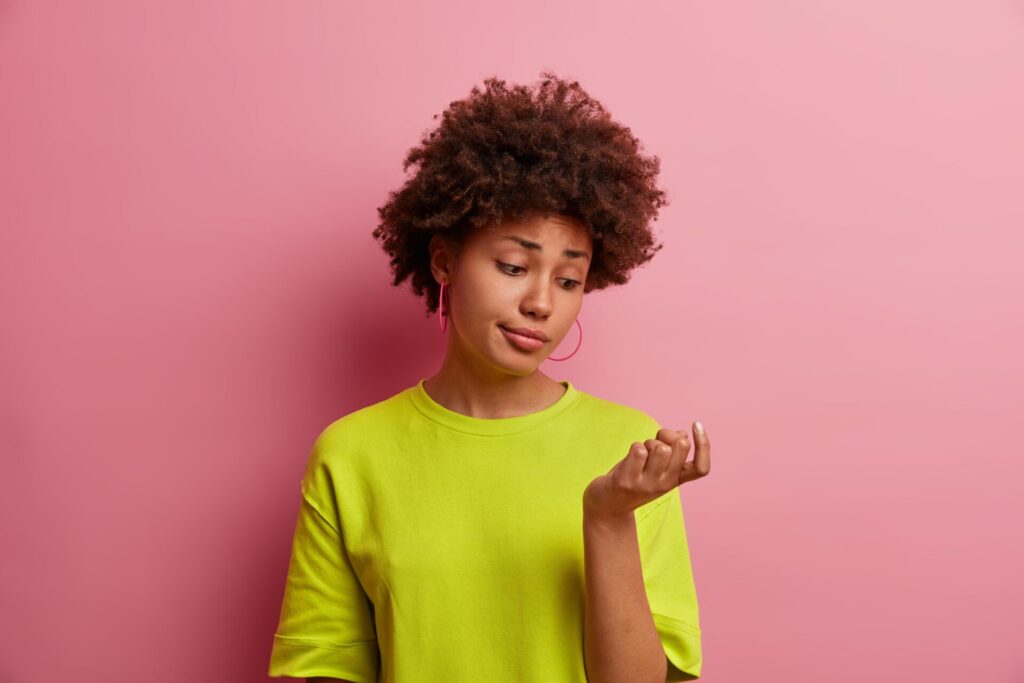 Girl following nails care routine