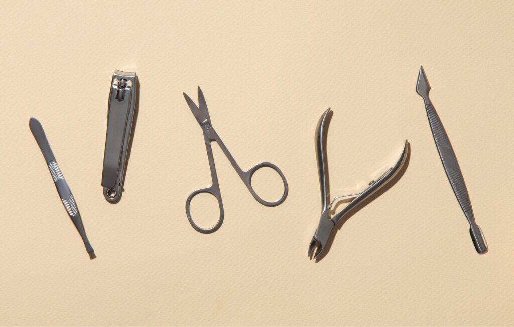  bunch of nail accessories, including clippers, files, and buffers