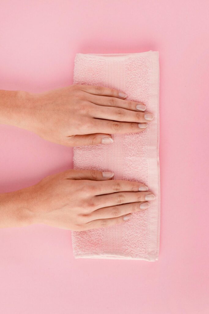 Health nails on a towel