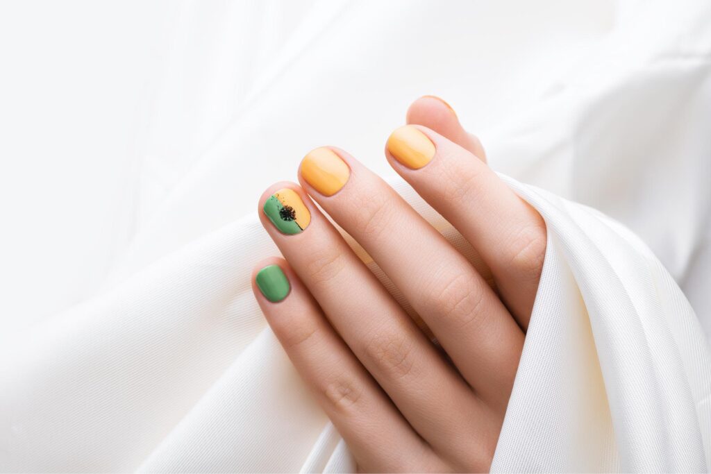 March Nails Design green and yellow